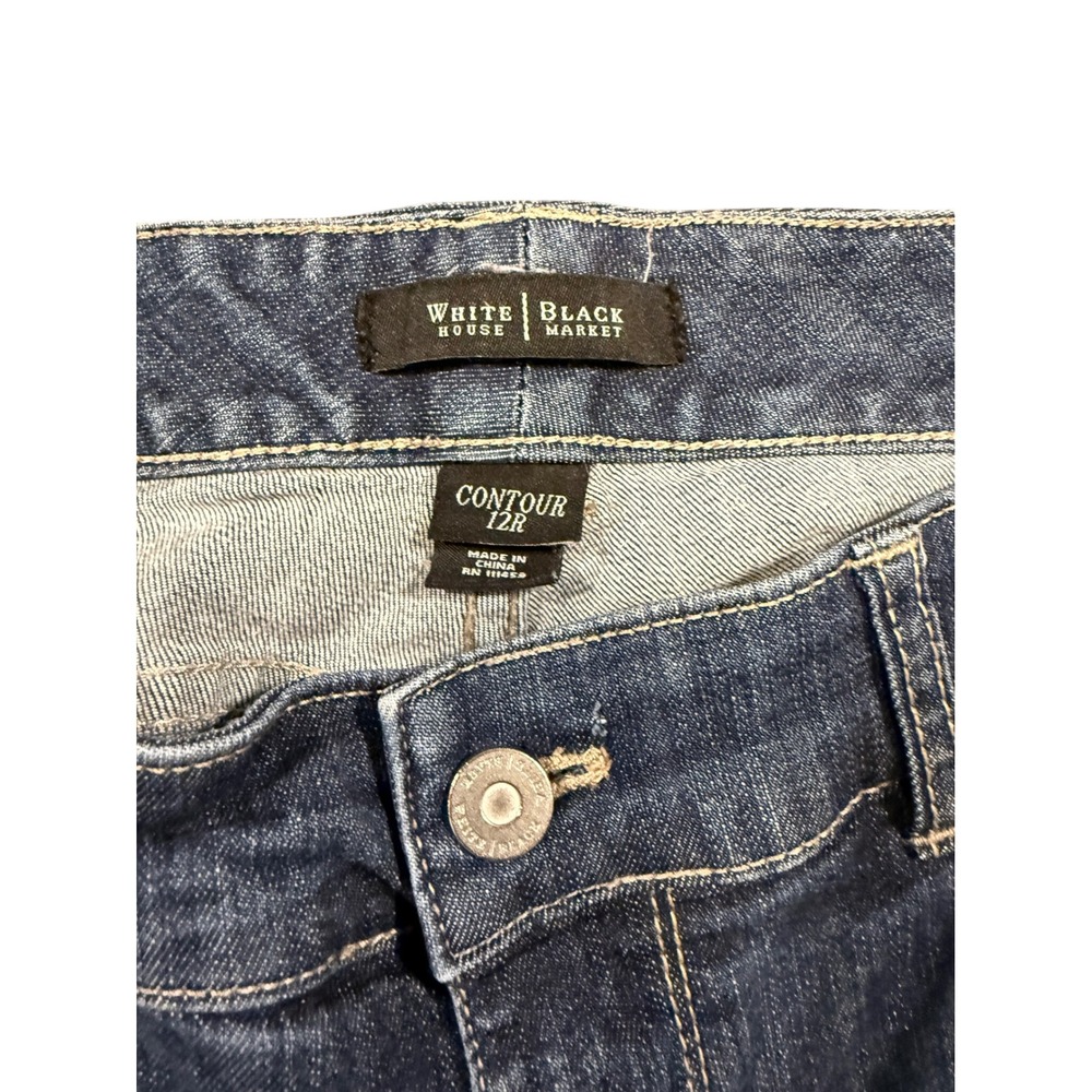 White House Black Market Women Contour Mid Rise Blue Denim Bootcut Jeans Sz 12R - Picture 3 of 6